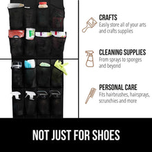 Load image into Gallery viewer, GORILLA GRIP Over the Door Shoe Organizer, 24 Large Breathable Mesh Pockets, Space Saving Hanging Storage Holder, Closet Rack Hanger Holds Up to 40 lbs, Hangs on Closets for Shoes, Accessories, Black
