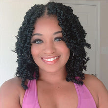 Load image into Gallery viewer, BOHOBABE Passion Twist Crochet Hair 10 Inch Short Pre looped Passion Twist Hair Extensions Pre twisted Crochet Synthetic Braiding Hair 8 Packs Natural Black Braids for Women (1B)

