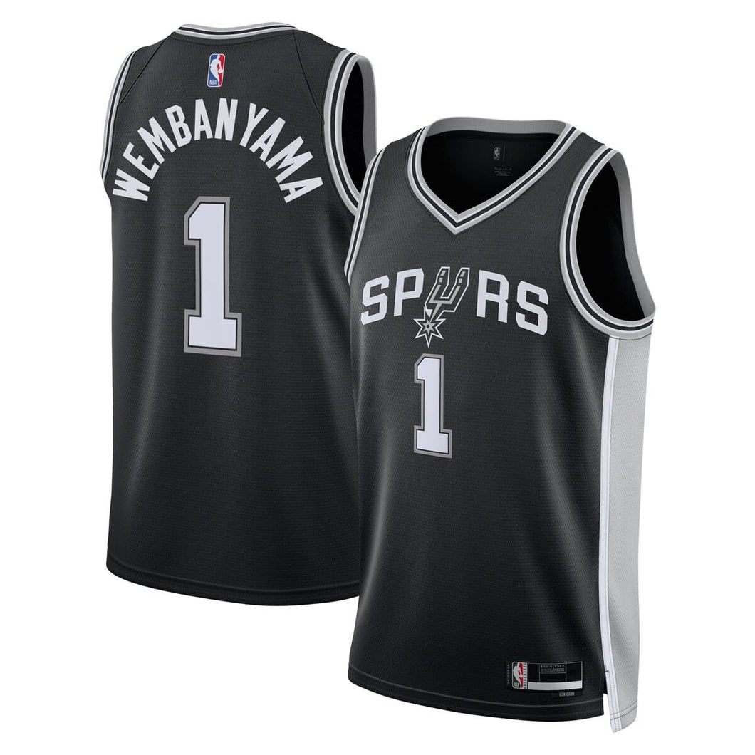 Victor Wembanyama San Antonio Spurs NBA Kids Youth 8-20 Black Icon Edition Swingman Jersey (US, Numeric, 14, 16, Regular, Black)