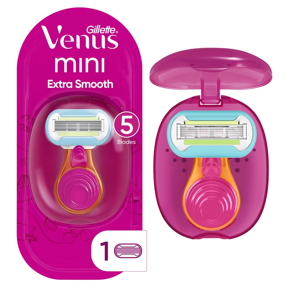 Gillette Venus Extra Smooth Travel Razor Kit for Women, Mini Handle ...