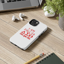 Load image into Gallery viewer, Phone Case in White with I AM FALL &#39;24 DST Theme in Red
