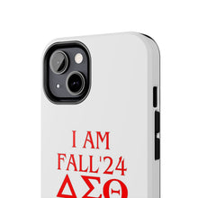 Load image into Gallery viewer, Phone Case in White with I AM FALL &#39;24 DST Theme in Red
