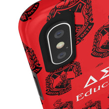 Load image into Gallery viewer, Phone Case in Red with DST Crest in Black with DST Educator Theme
