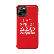 Load image into Gallery viewer, Phone Case in Red with I AM SPR. &#39;24 DST Theme in White
