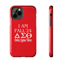 Load image into Gallery viewer, Phone Case in Red with I AM FALL &#39;24 DST Theme in White
