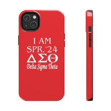 Load image into Gallery viewer, Phone Case in Red with I AM SPR. &#39;24 DST Theme in White
