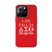 Load image into Gallery viewer, Phone Case in Red with I AM FALL &#39;24 DST Theme in White
