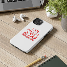 Load image into Gallery viewer, Phone Case in White with I AM FALL &#39;24 DST Theme in Red
