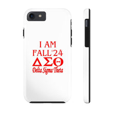 Load image into Gallery viewer, Phone Case in White with I AM FALL &#39;24 DST Theme in Red
