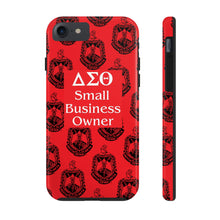 Load image into Gallery viewer, Phone Case in Red with DST Crest in Black with DST Small Business Owner Theme
