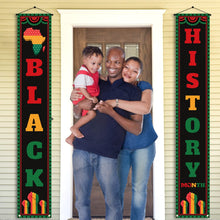 Load image into Gallery viewer, Black History Month Front Door Banner February Black Pride Juneteenth Indoor Outdoor Porch Wall Yard Mantle Fireplace Decoration
