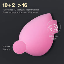 Load image into Gallery viewer, BEAKEY Makeup Brushes Set, Professional Foundation Eyeshadow Concealer Blush Powder Bronzer Applicator, 2 Blender Sponge with Beauty Paper Case stocking stuffers
