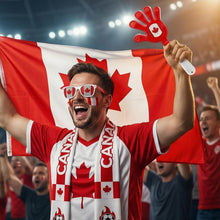 Load image into Gallery viewer, Canada 2026 World Cup Fan Kit, 6 Pcs Cheering Set for Game Day Watch Party – Flag, Fan Scarf, Wristband, Flag Glasses, Hand Clapper, Blendable Face Paint Sticks
