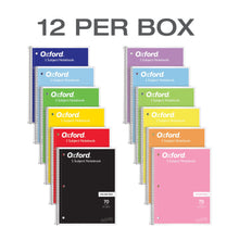 Load image into Gallery viewer, Oxford Spiral Notebook 12 Pack, Bulk College Ruled Spiral Notebooks for School, 1 Subject Writing Journal, College Ruled Paper, 8 x 10-1/2 Inches, Color Assortment May Vary, 70 Lined Sheets (65205)
