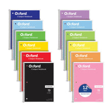 Load image into Gallery viewer, Oxford Spiral Notebook 12 Pack, Bulk College Ruled Spiral Notebooks for School, 1 Subject Writing Journal, College Ruled Paper, 8 x 10-1/2 Inches, Color Assortment May Vary, 70 Lined Sheets (65205)
