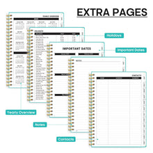 Load image into Gallery viewer, 2025 Planner - Weekly and Monthly Planner Spiral Bound, January 2025 - December 2025, Hardcover 2025 Calendar Planner Book with Tabs, Inner Pocket, Perfect for Office Home School Supplies - A5 (6.3&quot; x 8.5&quot;), Aquamarine
