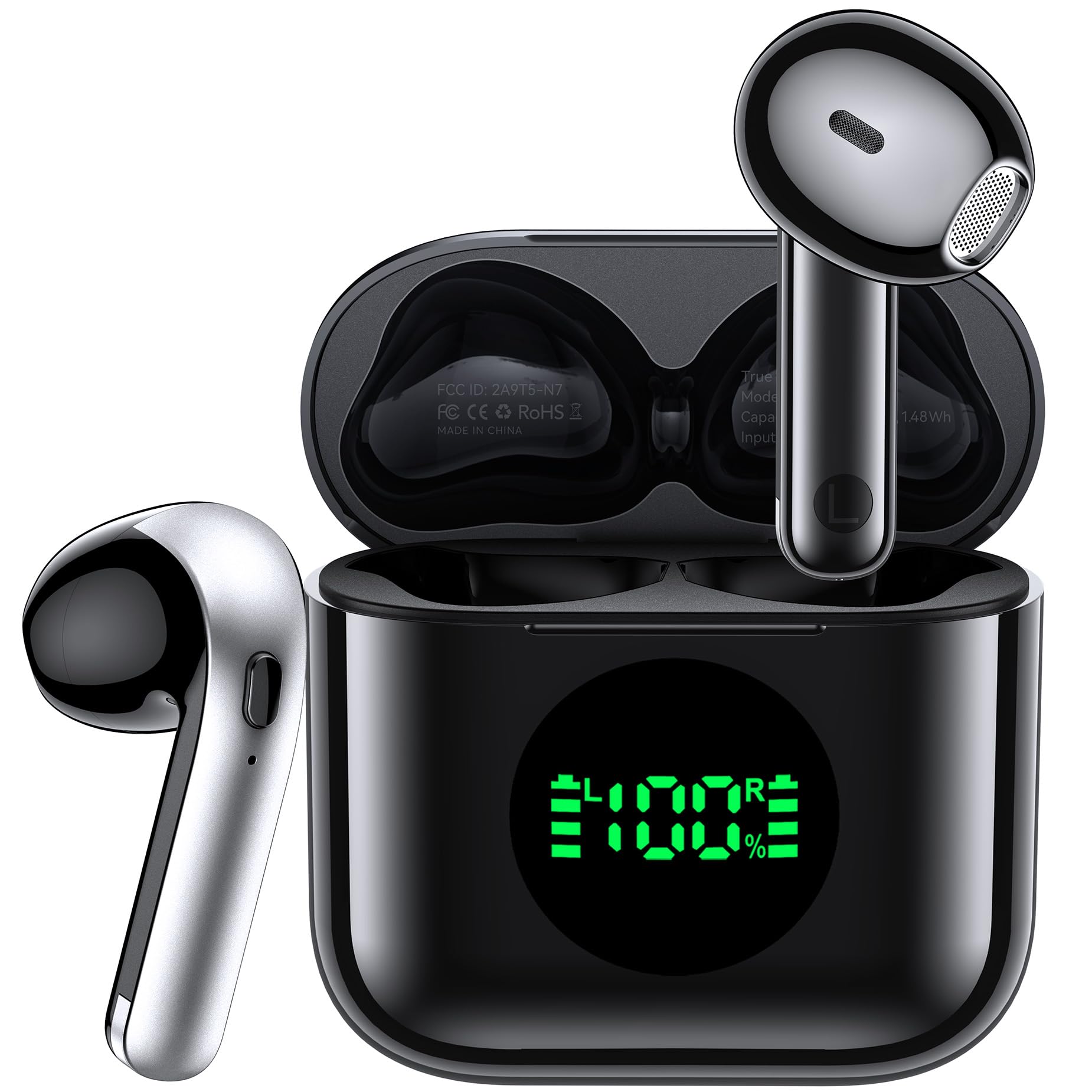 Wireless Earbuds,Bluetooth 5.3 Headphones 60H Playtime Deep Bass Stere ...