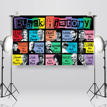 Load image into Gallery viewer, Sunwer Black History Month Photo Booth Backdrop Juneteenth Pan African American Famous People Banner School Classroom Bulletin Board Decoration (5.9×3.6ft)
