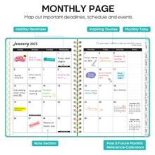 Load image into Gallery viewer, 2025 Planner - Weekly and Monthly Planner Spiral Bound, January 2025 - December 2025, Hardcover 2025 Calendar Planner Book with Tabs, Inner Pocket, Perfect for Office Home School Supplies - A5 (6.3&quot; x 8.5&quot;), Aquamarine
