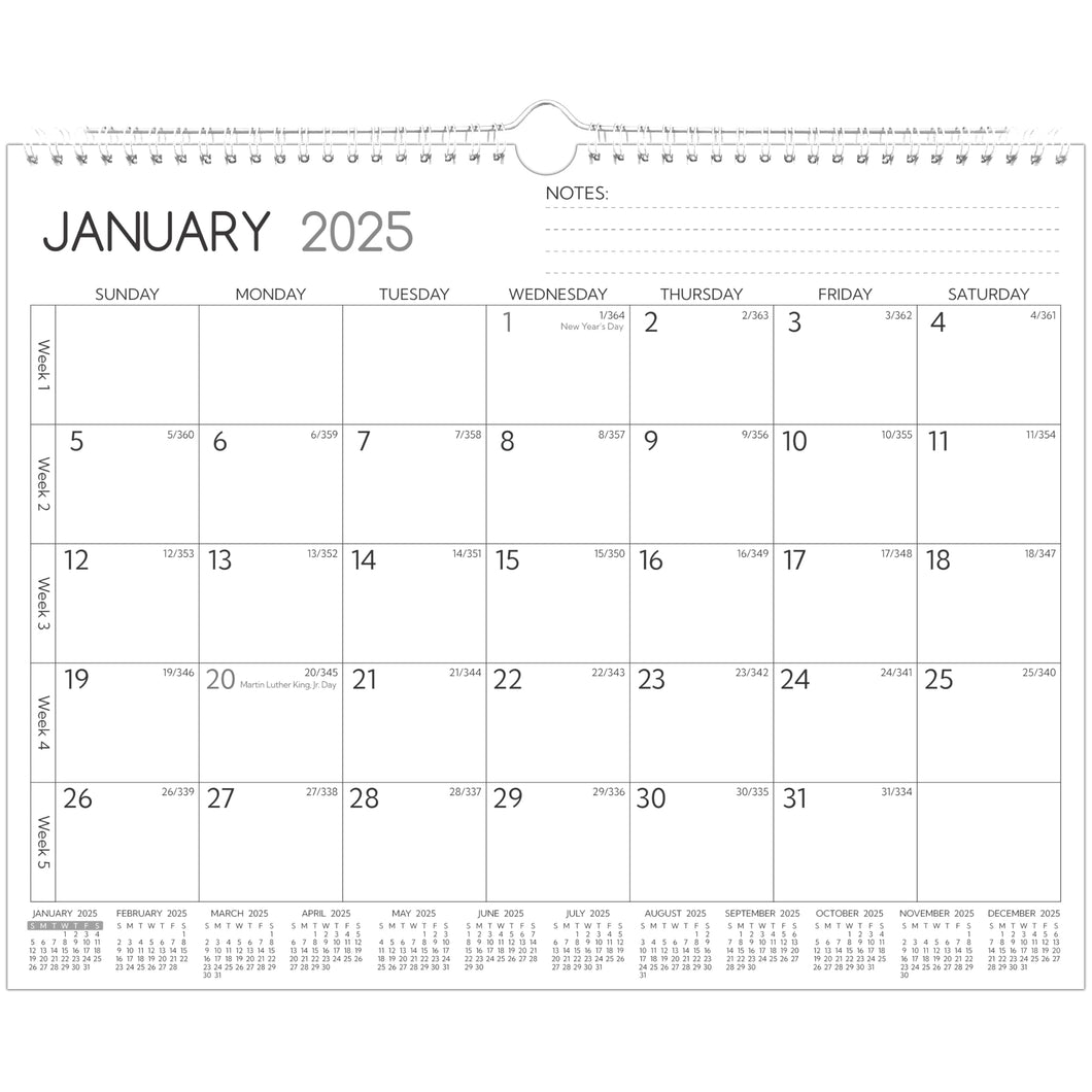 2025-2026 Wall Calendar - Dec. 2024 – Jun. 2026, 19 Months Calendar 2025-2026, 14.57 x 11.42 In, 2025 Calendar, Monthly Calendar with Week Numbers, Large Blocks, Thick Paper, Yearly Overview ＆ Notes