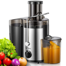 Load image into Gallery viewer, Qcen Juicer Machine, 500W Centrifugal Juicer Extractor with Wide Mouth 3” Feed Chute for Fruit Vegetable, Easy to Clean, Stainless Steel, BPA-free (Black)
