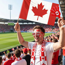 Load image into Gallery viewer, Canada 2026 World Cup Fan Kit, 6 Pcs Cheering Set for Game Day Watch Party – Flag, Fan Scarf, Wristband, Flag Glasses, Hand Clapper, Blendable Face Paint Sticks
