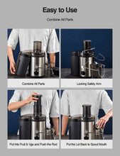 Load image into Gallery viewer, Qcen Juicer Machine, 500W Centrifugal Juicer Extractor with Wide Mouth 3” Feed Chute for Fruit Vegetable, Easy to Clean, Stainless Steel, BPA-free (Black)
