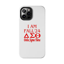 Load image into Gallery viewer, Phone Case in White with I AM FALL &#39;24 DST Theme in Red
