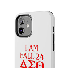 Load image into Gallery viewer, Phone Case in White with I AM FALL &#39;24 DST Theme in Red
