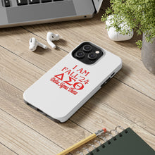 Load image into Gallery viewer, Phone Case in White with I AM FALL &#39;24 DST Theme in Red
