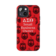 Load image into Gallery viewer, Phone Case in Red with DST Crest in Black with DST Small Business Owner Theme
