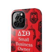 Load image into Gallery viewer, Phone Case in Red with DST Crest in Black with DST Small Business Owner Theme
