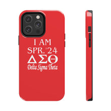 Load image into Gallery viewer, Phone Case in Red with I AM SPR. &#39;24 DST Theme in White
