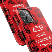 Load image into Gallery viewer, Phone Case in Red with DST Crest in Black with DST Small Business Owner Theme
