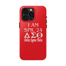 Load image into Gallery viewer, Phone Case in Red with I AM SPR. &#39;24 DST Theme in White
