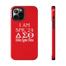 Load image into Gallery viewer, Phone Case in Red with I AM SPR. &#39;24 DST Theme in White
