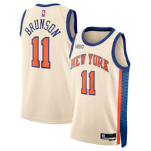 Load image into Gallery viewer, Jalen Brunson New York Knicks NBA Kids Youth 8-20 Ivory Cream City Edition Swingman Jersey (US, Numeric, 10, 12, Regular, Cream)
