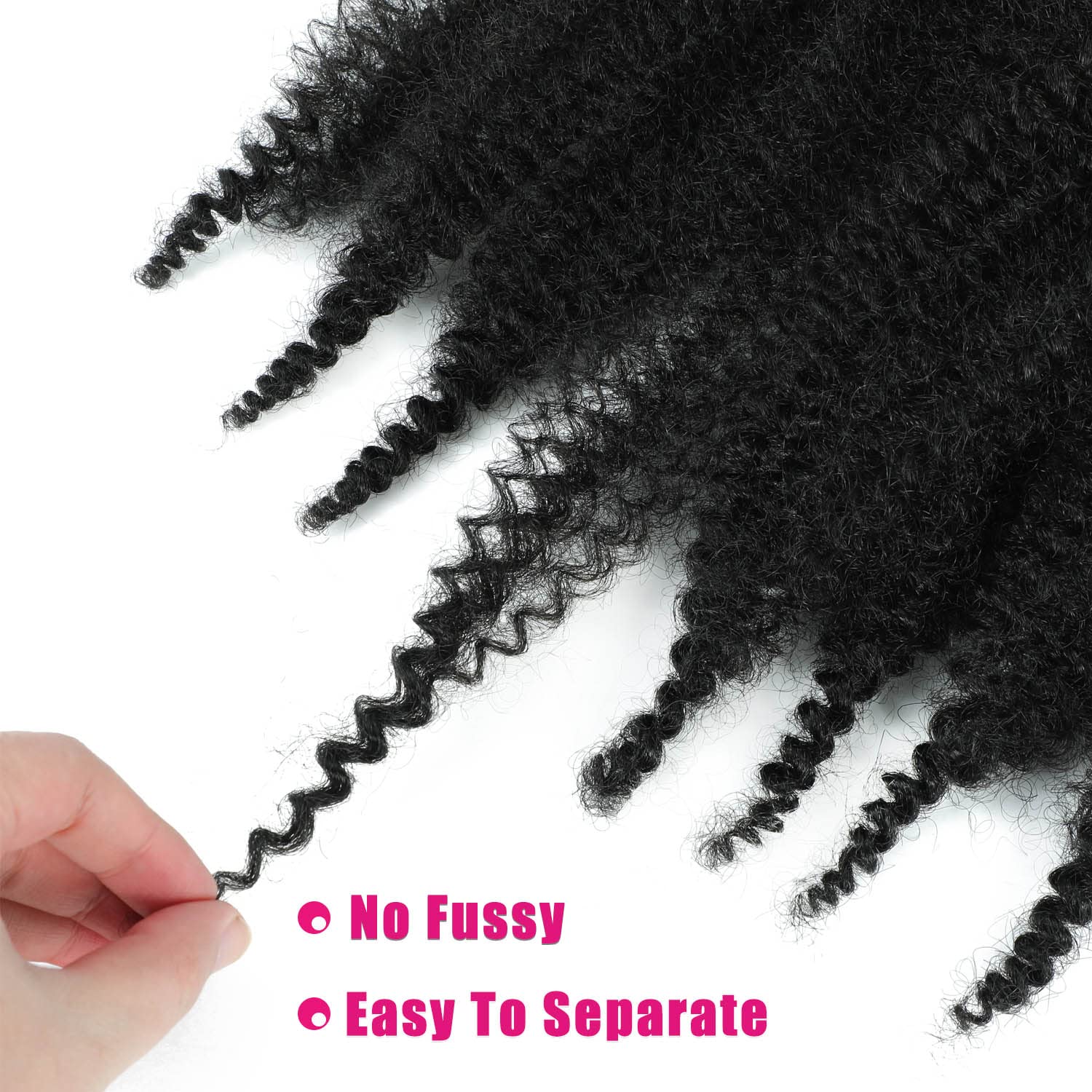 Lot De 8 Mèches Synthétiques Springy Afro Twist 24 Pouces - Couleur 1B (noir Naturel) - Prêtes à Poser