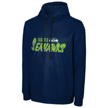 Load image into Gallery viewer, FOCO NFL Men's Officially Licensed Team Wordmark Distressed Performance Sideline Pullover Sweatshirt Hoodie - Seattle Seahawks - Navy - (Medium)
