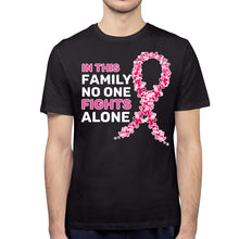 Load image into Gallery viewer, fresh tees in This Family No One Fight Alone T-Shirt | Breast Cancer Awareness Shirts for Women/Men (Small, Black)
