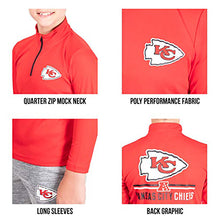 Load image into Gallery viewer, Ultra Game NFL Official Youth Super Soft Quarter Zip Long Sleeve T-Shirt, Kansas City Chiefs, Team Color, 10-12
