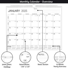 Load image into Gallery viewer, 2025-2026 Wall Calendar - Dec. 2024 – Jun. 2026, 19 Months Calendar 2025-2026, 14.57 x 11.42 In, 2025 Calendar, Monthly Calendar with Week Numbers, Large Blocks, Thick Paper, Yearly Overview ＆ Notes
