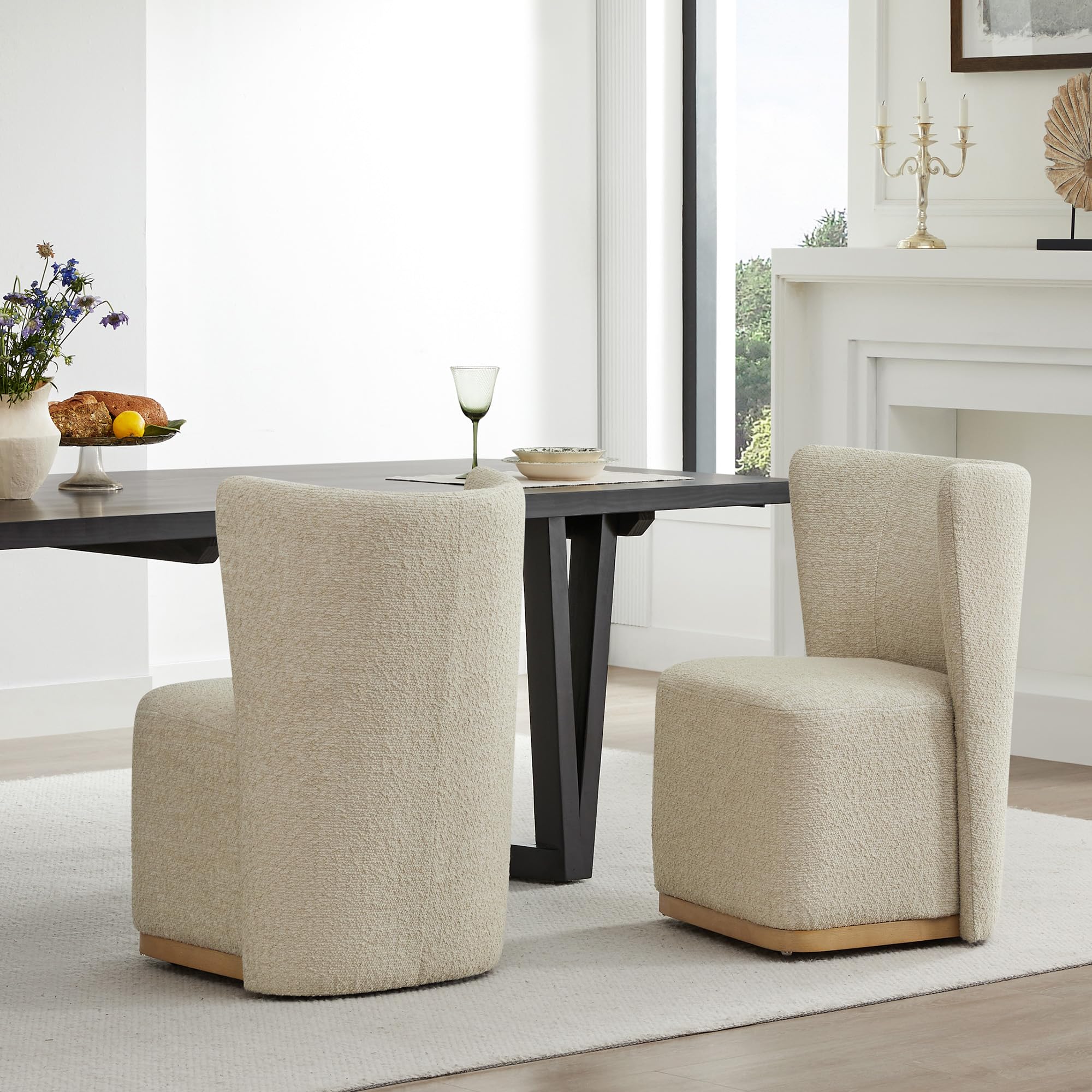CHITA Upholstered Rolling Dining Chair on Casters Set of 2, FSC Certif ...