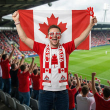 Load image into Gallery viewer, Canada 2026 World Cup Fan Kit, 6 Pcs Cheering Set for Game Day Watch Party – Flag, Fan Scarf, Wristband, Flag Glasses, Hand Clapper, Blendable Face Paint Sticks
