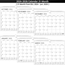 Load image into Gallery viewer, 2025-2026 Wall Calendar - Dec. 2024 – Jun. 2026, 19 Months Calendar 2025-2026, 14.57 x 11.42 In, 2025 Calendar, Monthly Calendar with Week Numbers, Large Blocks, Thick Paper, Yearly Overview ＆ Notes
