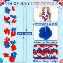 Load image into Gallery viewer, 4th of July Accessories, 24pcs Patriotic Leis Fourth of July Bulk, Red Blue White Silk Flower Leis Accessories, Independence Day Leis for Memorial Day Veterans Day Patriotic Parade Decorations
