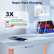 Load image into Gallery viewer, USB C Charger Block, 5 in 1 Single 25W Max iPhone Charger, PD 3.0 60W Charging Blocks, QC 2A USB Wall Charger for iPhone 17 16 15 14 13 12 Pro Max, iPad, iPod, Samsung, AirPods Pro, Apple Watch Series
