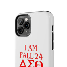 Load image into Gallery viewer, Phone Case in White with I AM FALL &#39;24 DST Theme in Red
