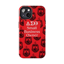 Load image into Gallery viewer, Phone Case in Red with DST Crest in Black with DST Small Business Owner Theme
