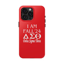 Load image into Gallery viewer, Phone Case in Red with I AM FALL &#39;24 DST Theme in White
